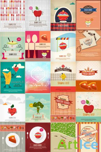 20 Food Vector Backgrounds Set 1