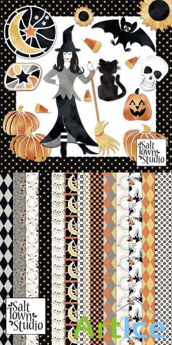 Scrap Set - Candy Corn & Rattlebones PNG and JPG Files