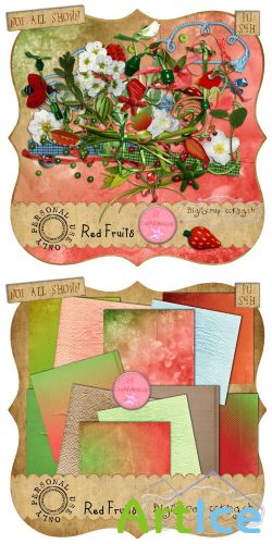 Scrap Set - Red Fruits PNG and JPG Files