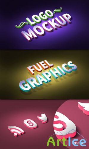 3D Logo & Text Effect Mockup PSD Template