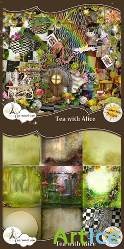 Scrap Set - Tea With Alice PNG and JPG Files