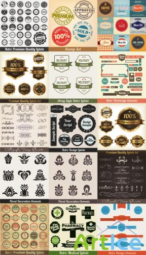 Vector Set Bages and Calligraphic Elements