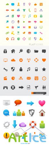 Clean and Flat Icons Vector Set