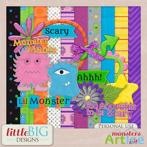 Scrap Set - Monsters PNG and JPG Files