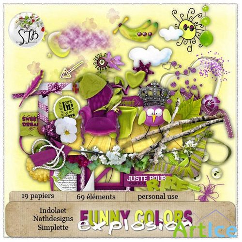 Scrap Set - Funny Colors Explosion PNG and JPG Files