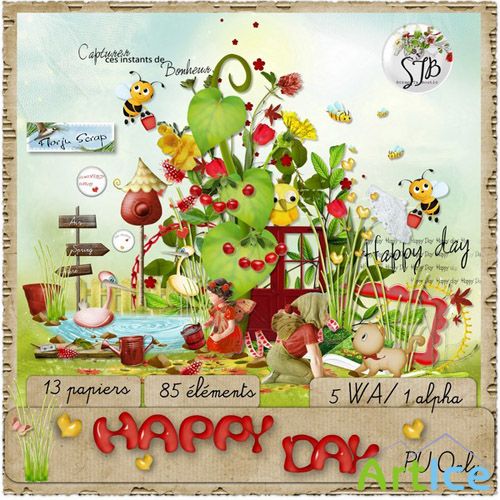 Scrap Kit - Happy Day PNG and JPG Files