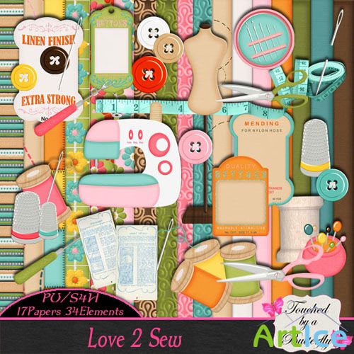 Scrap Set - Love 2 Sew PNG and JPG Files