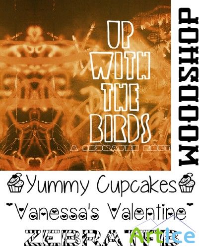 Fonts Up with the Birds, zebra,Vanessas Valentine