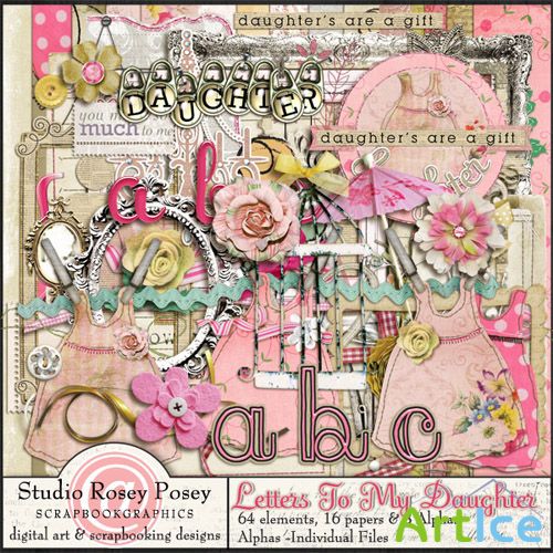 Scrap Set - Letters To My Daughter  PNG and JPG Files
