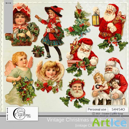 Vintage Christmas Illustration 5 PNG Files