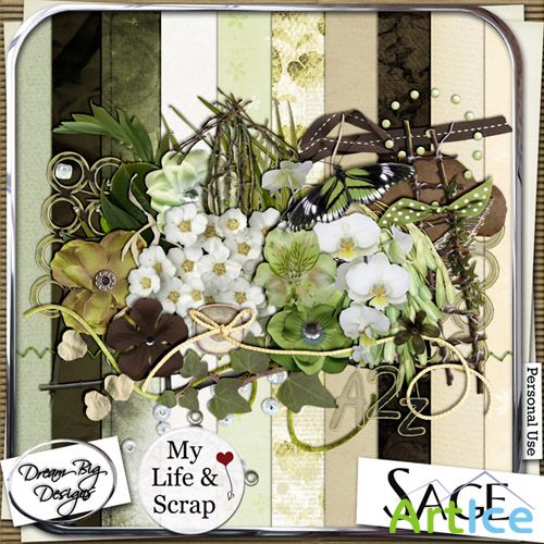 Scrap Kit - Sage PNG and JPG Files