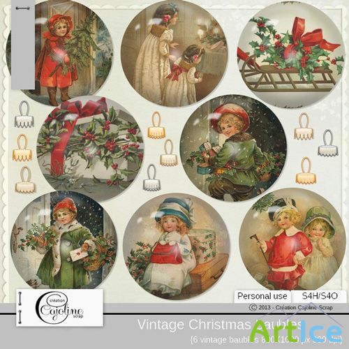 Vintage Christmas Baubles 2 PNG Files
