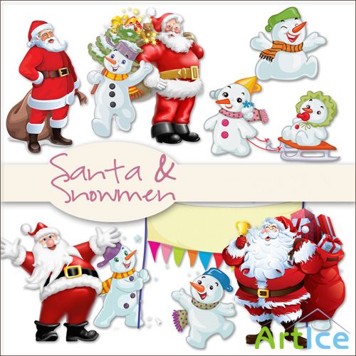 Santa & Snowmen PNG Files