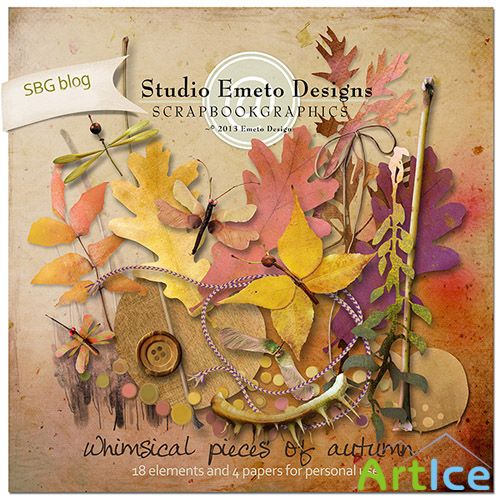 Scrap Set - Whimsical Pieces of Autumn PNG and JPG Files