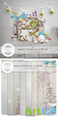 Scrap Kit - Merry Christmas PNG and JPG Files