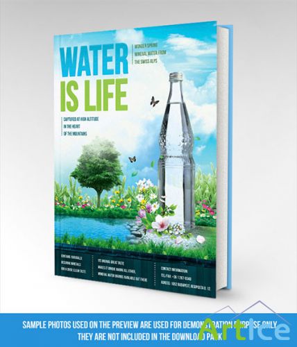 Water is Life Book Mockup PSD Template