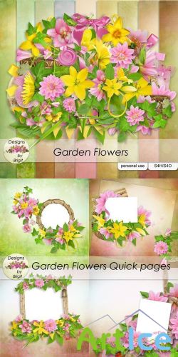 Scrap Set - Garden Flowers PNG and JPG Files