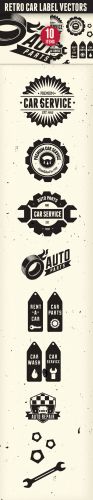 Designtnt - Retro Vintage Car Labels Set
