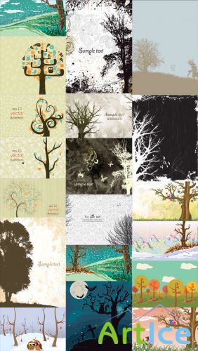 20 Trees Illustrations Vector Set