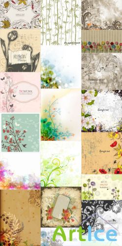 20 Floral Backgrounds Vector Set