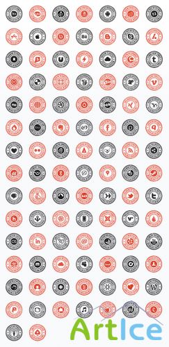 100 Social Media Stamp Icons Collection