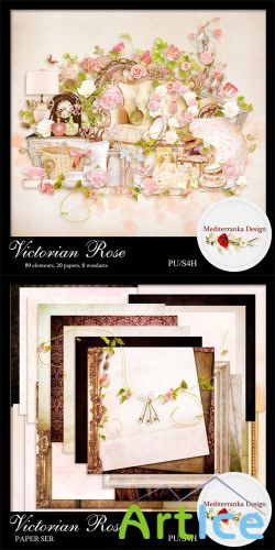 Scrap Kit - Victorian Rose PNG and JPG Files