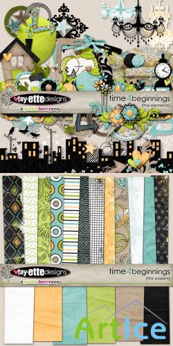 Scrap Set - Time For Beginnings PNG and JPG Files