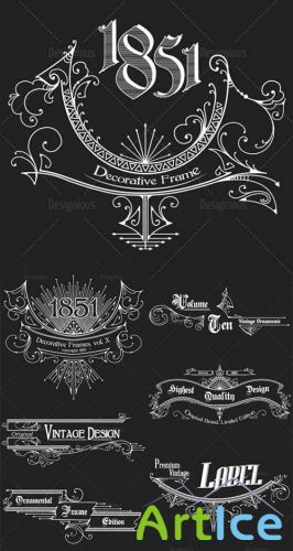 Vector Vintage Ornaments and Brushes Set 3