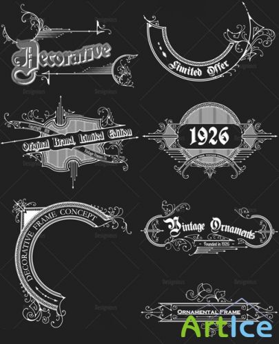 Vector Vintage Ornaments and Brushes Set 4