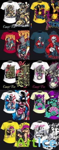 10 Creative Vector T-Shirt Design Set