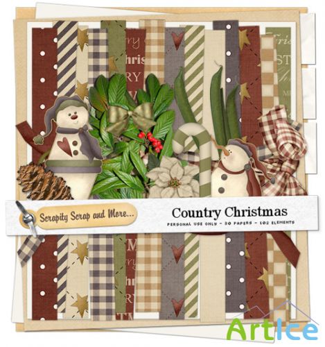 Scrap Kit - Country Christmas PNG and JPG Files