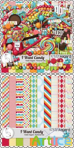 Scrap Kit - I Want Candy PNG and JPG Files