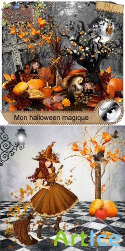 Scrap Kit - Mon Halloween Magique PNG and JPG Files