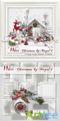Scrap Kit - White Christmas PNG and JPG Files