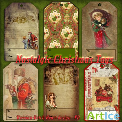 Nostalgic Christmas Tags PNG Files