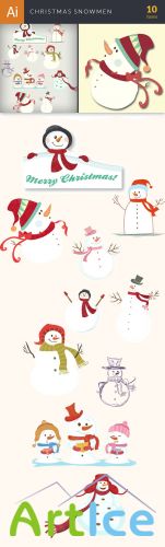 Vector Christmas Snowmen Set - Winter Elements