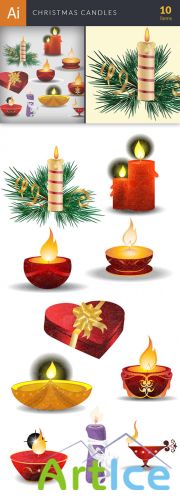 Vector Christmas Candles Set - Winter Elements