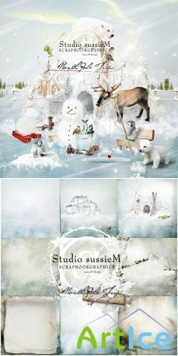Scrap Kit - North Pole  Ice Land PNG and JPG Files