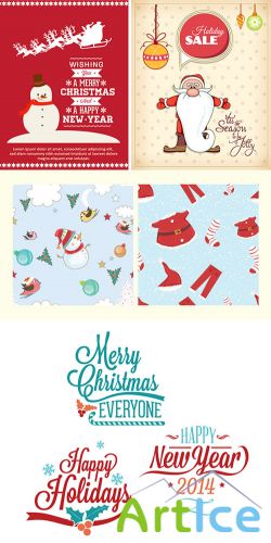 Christmas Typography Illustations - Winter Elements