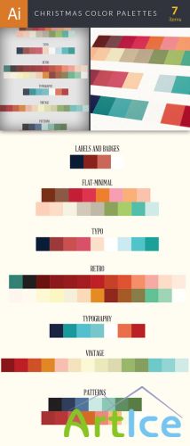 7 Christmas Color Palettes - Vector Elements