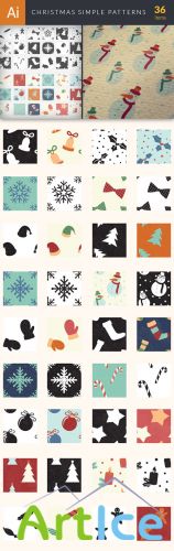 Vector Christmas Simple Patterns Set - Winter Elements