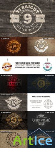 9 Straight View Logo Mock-Up Templates