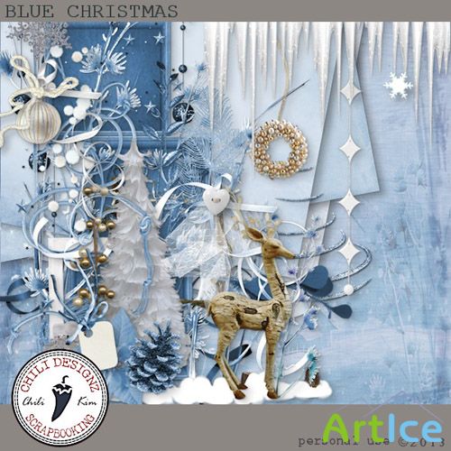 Scrap - Blue Christmas PNG and JPG Files