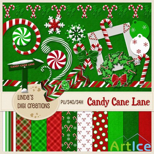 Scrap Set - Candy Cane Lane PNG and JPG Files