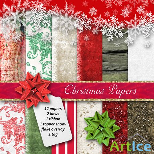 Christmas Papers PNG and JPG Files