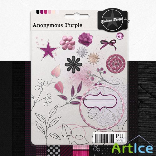 Scrap Set - Anonymous Purple PNG and JPG Files