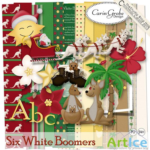 Scrap - Six White Boomers PNG and JPG Files