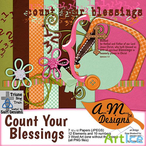Scrap Set - Count Your Blessings PNG and JPG Files