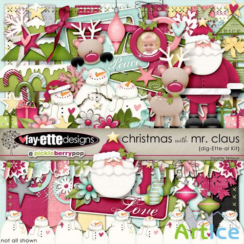 Scrap Set - Christmas with Mr. Claus PNG and JPG Files
