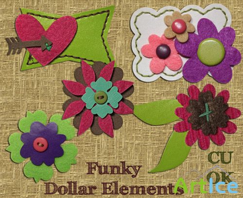Funky Dollar Elements PNG Files